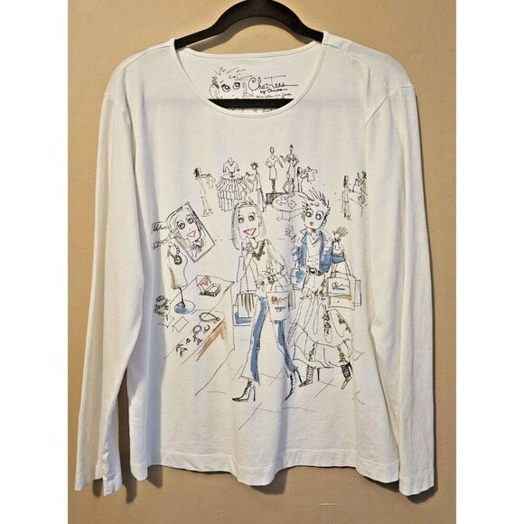 Chico's Chat-Tees Women's Graphic T-Shirt Size 3 "Born to Shop" Design - Picture 1 of 5